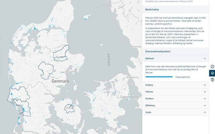 Satellitter kortlægger oversvømmelserne i Danmark