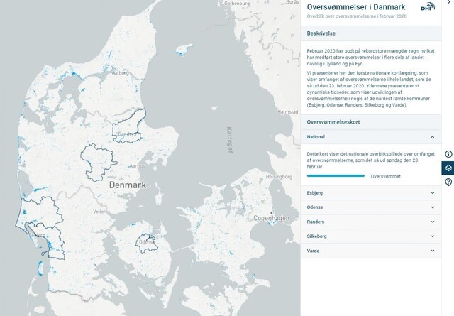 Satellitter kortlægger oversvømmelserne i Danmark