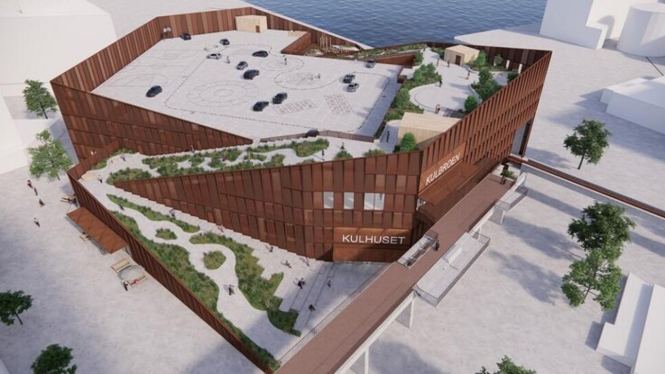 Parkeringshus med liv på taget på vej i Sydhavnen i Aarhus